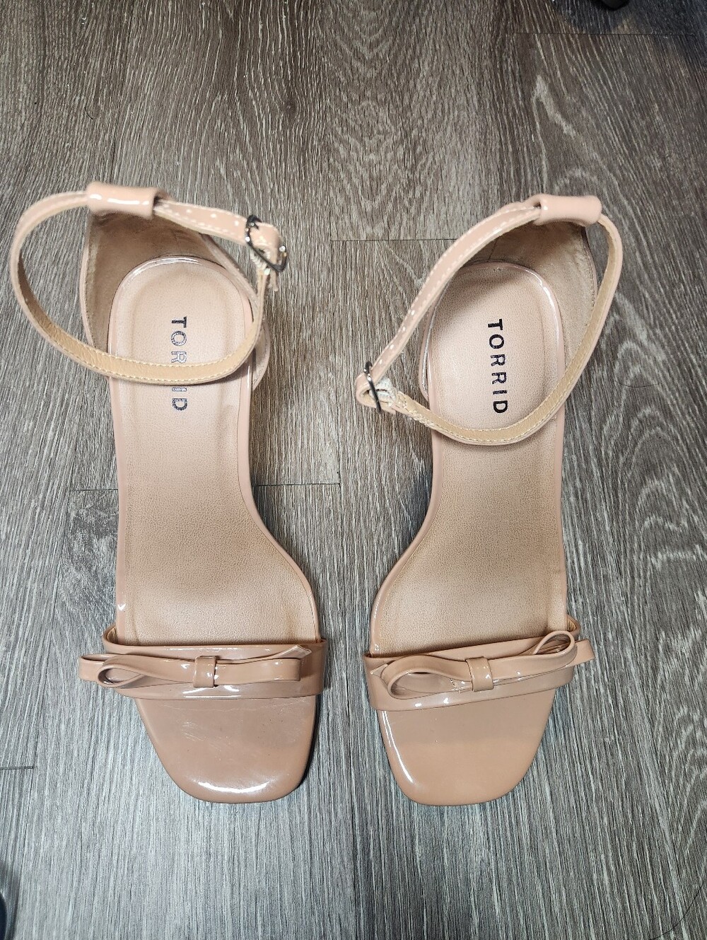 Torrid Blush 4 Inch Patent Ankle-Strap Stiletto Heels with Bow
